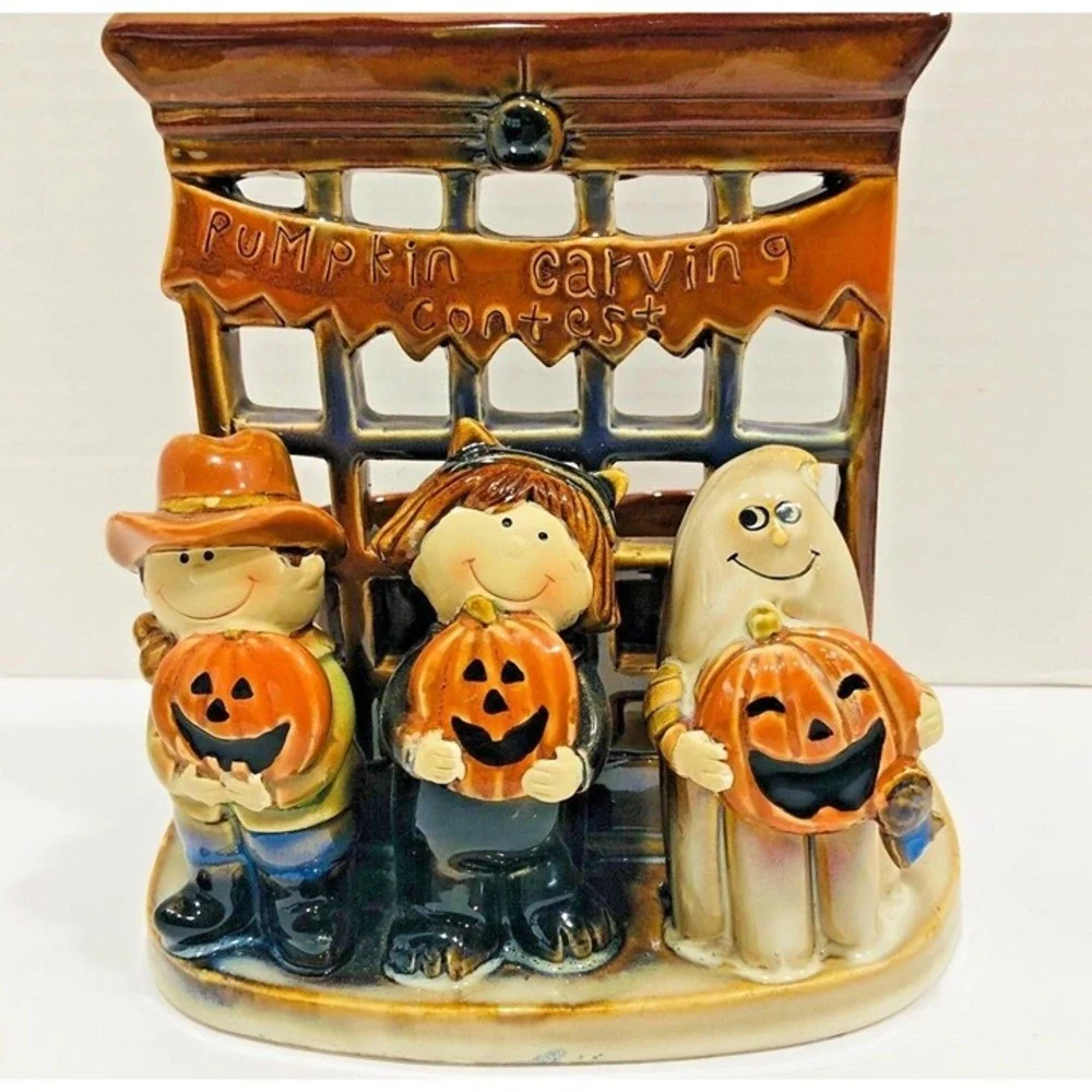 Yankee Candle HALLOWEEN Kids Votive Holder Pumpkin Contest 6x6x5 Ceramic Ghost